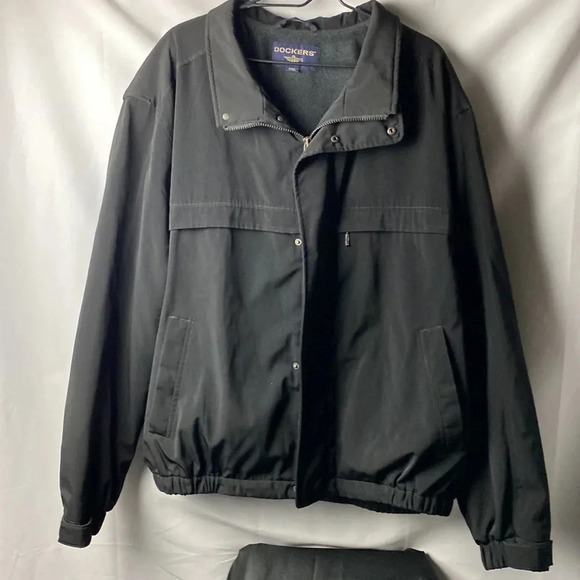 DOCKERS MENS SIZE XXL BLACK-JACKET FLEECE LINED  ZIP SNAP FRONT CLOSURE - Picture 3 of 15